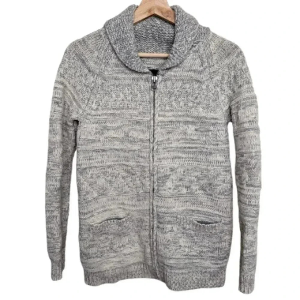 Aritzia Womens Tna XXsmall  Grey Lambswool Cochiwan Full Zip Cardigan